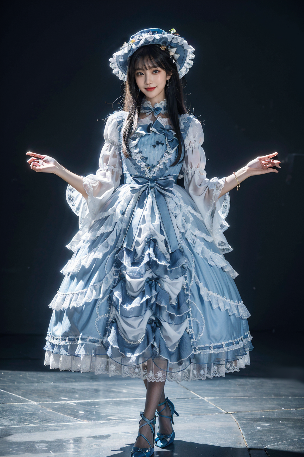 00021-3938658967-best quality, masterpiece, photorealistic, 1girl, solo, full body, standing, long black straight hair, blunt bangs, looking at v.png